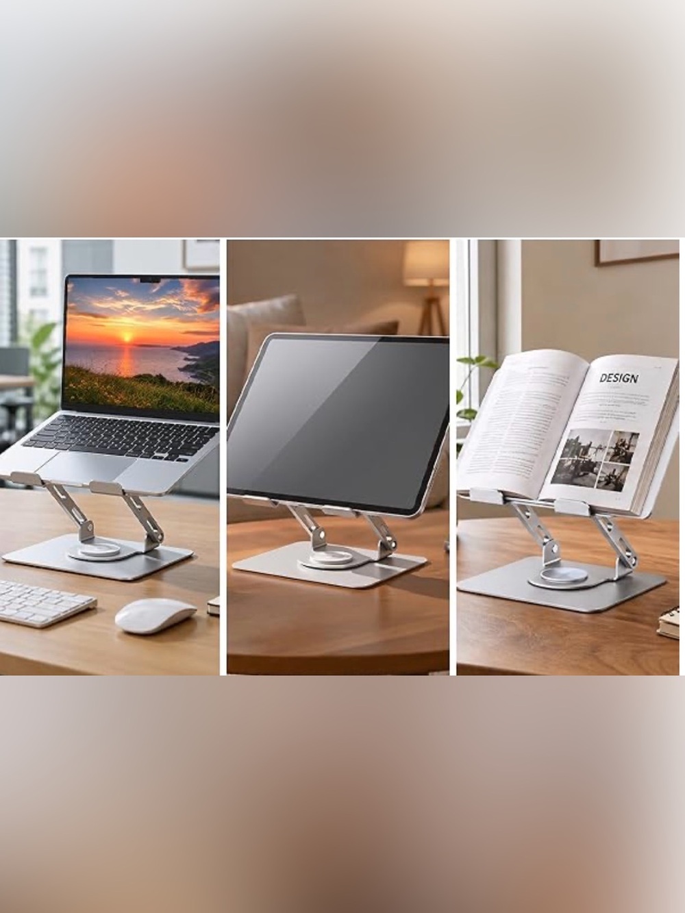 Adjustable Aluminum Laptop Stand | 360° Swivel Ergonomic Riser for MacBook, iPad